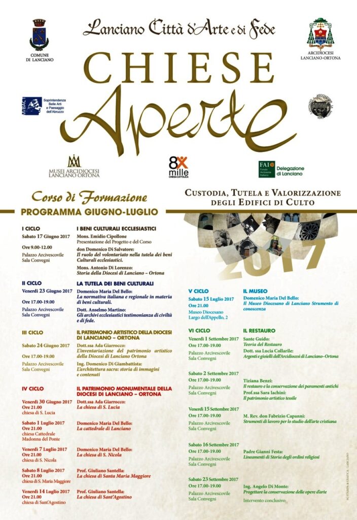 Programma del corso Chiese Aperte 2017