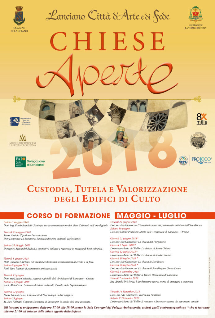 Programma del corso Chiese Aperte 2018